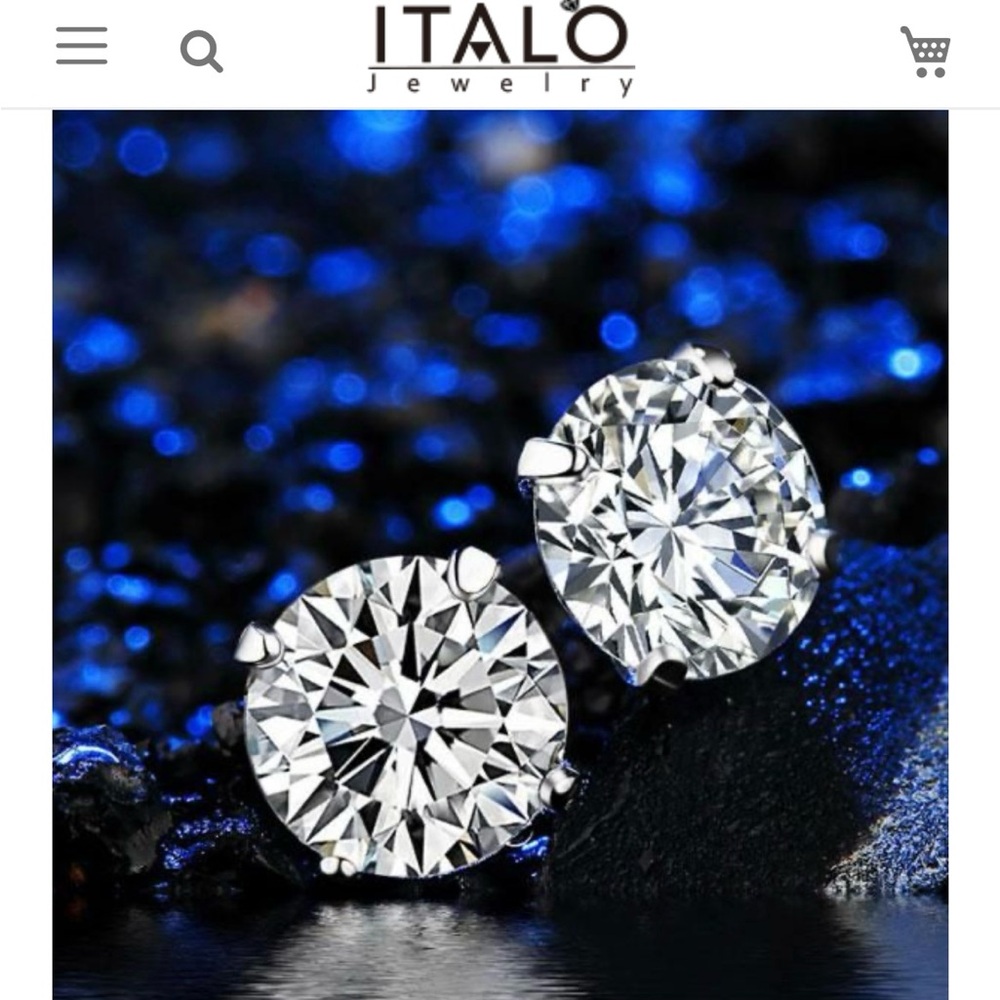 Italo round cut white sapphire stud earrings, approximately 2 carats ea. NWT